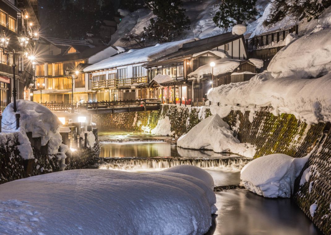 Ginzan Onsen in inverno, Yamagata, Japan