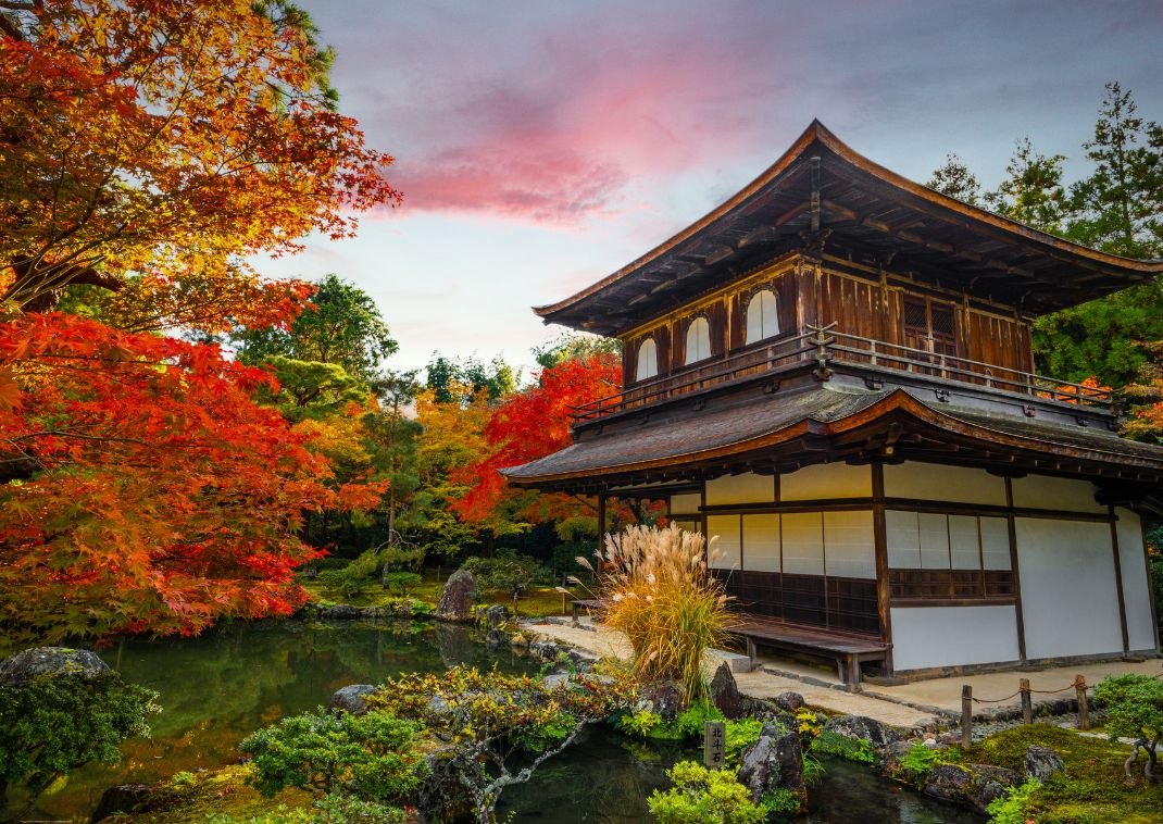 Ginkaku-ji, il Padiglione d'Argento, famoso tempio zen di Kyoto.