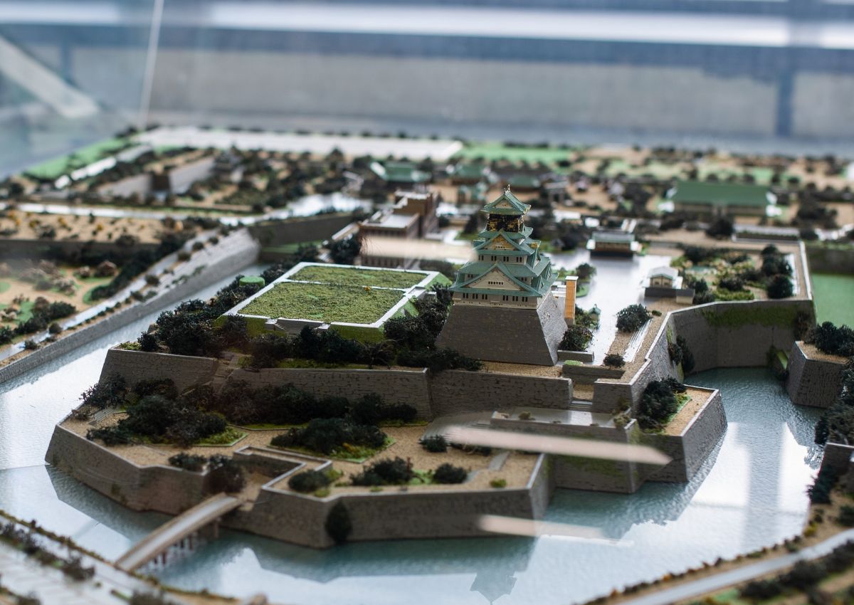 Esposizione del castello di Osaka presso il Museo di Storia di Osaka, Giappone
