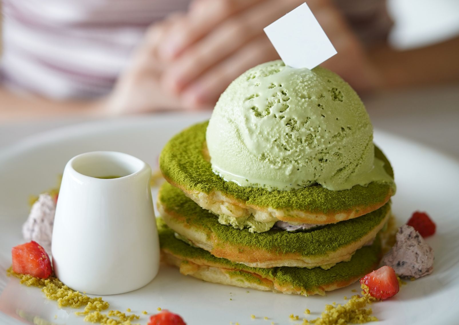 Pacake con gelato al matcha, Giappone