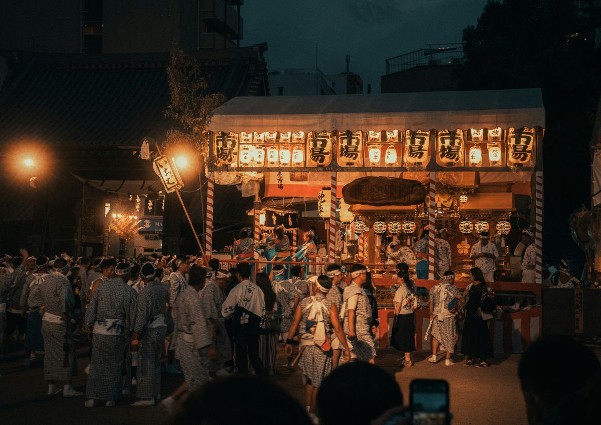 Festival locale a Tenjinbashi, Osaka, Giappone