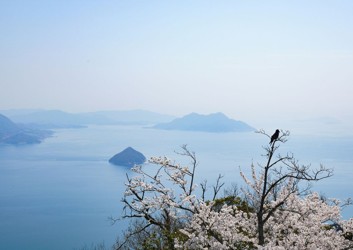 Panorama dalla cima dell'isola di Miyajima, prefettura di Hiroshima, Giappone