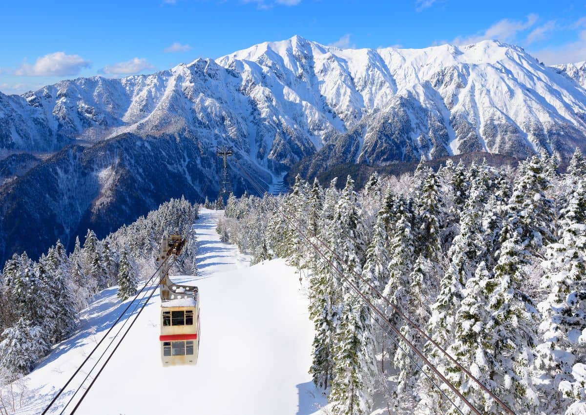 Funivia Shin-Hotaka sul Monte Hotaka in inverno, Nagano