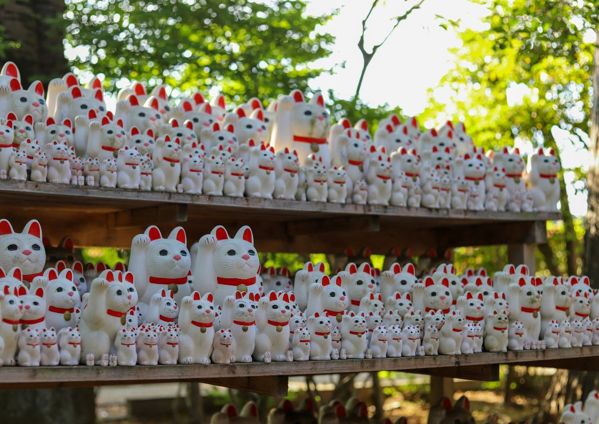 Maneki-neko al tempio di Gotoku-ji, Tokyo