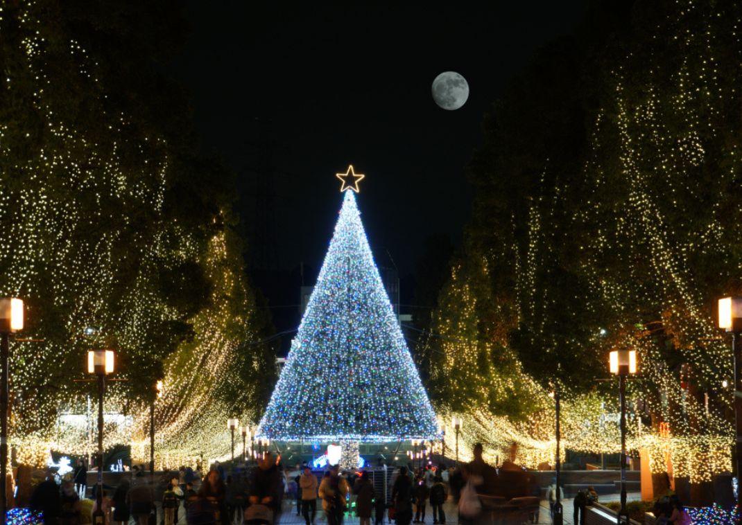 Luminarie a Tokyo, Giappone, durante il Natale