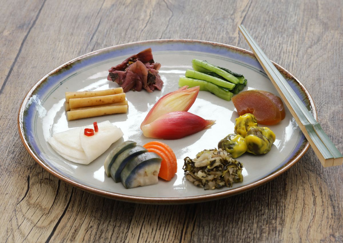 Assortimento di verdure conservate giapponesi, tsukemono