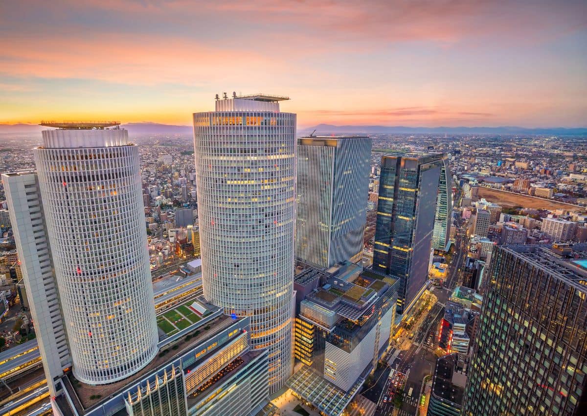 Tramonto su Nagoya, Japan
