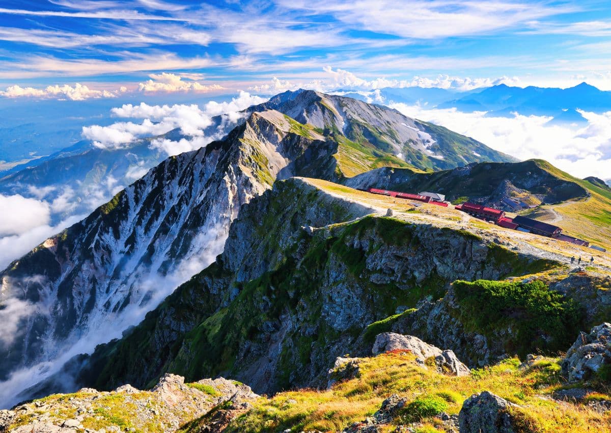 La cresta della catena montuosa Ushiro-Tateyama dal Monte Shirouma