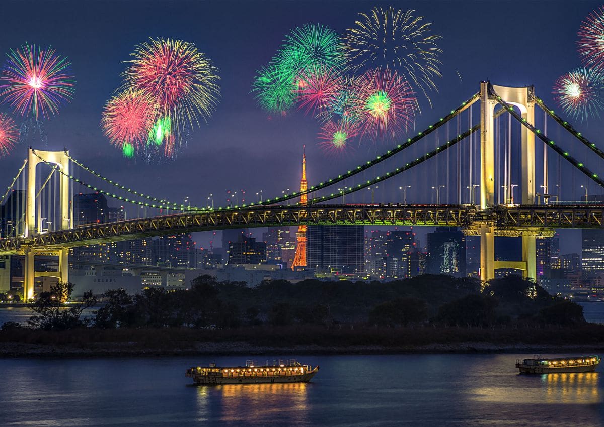 Spettacolo pirotecnico a Tokyo, in Giappone