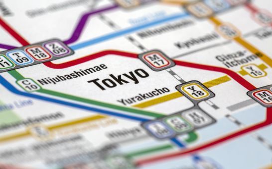 Mappa della metropolitana di Tokyo che mostra le linee ferroviarie e le stazioni
