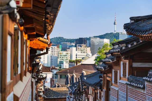 Tradizionali case coreane del villaggio Bukchon Hanok a Soeul