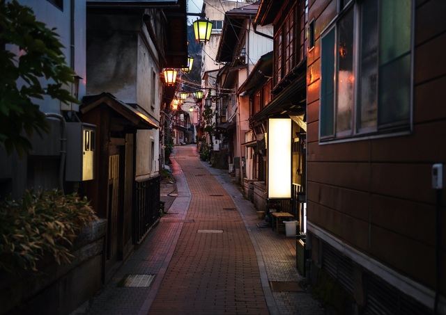 I vicoli di Shibu Onsen di notte
