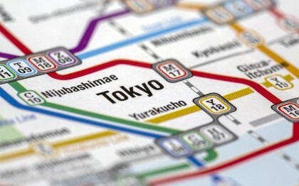 Mappa della metropolitana di Tokyo che mostra le linee ferroviarie e le stazioni