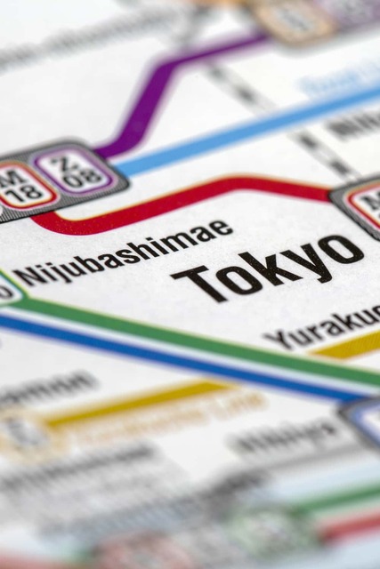 Mappa della metropolitana di Tokyo che mostra le linee ferroviarie e le stazioni