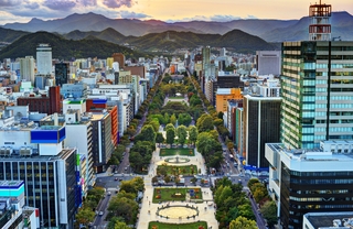 Vista dall'alto della città di Sapporo, Hokkaido