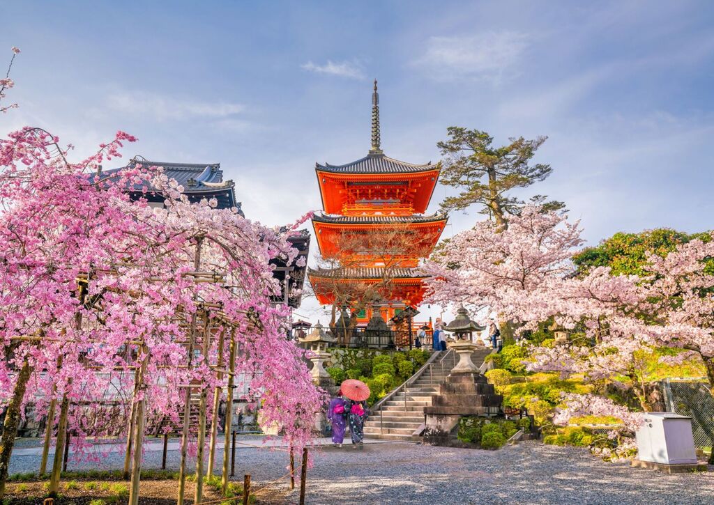 Kyoto, Il tempio di Kiyomizu in primavera