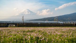 Treno proiettile shinkansen e Monte Fuji